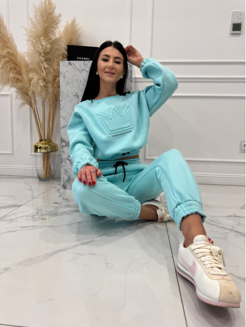 Błękitny komplet dresowy bluza + spodnie z naszywką korony Werisa 130 - photo #2