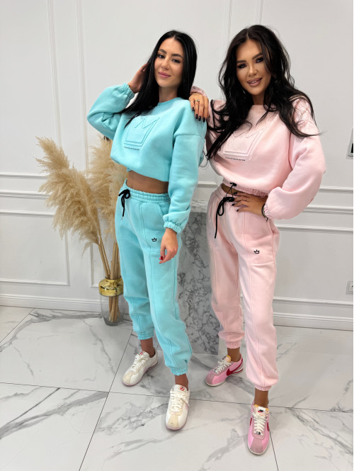 Błękitny komplet dresowy bluza + spodnie z naszywką korony Werisa 130 - photo #3