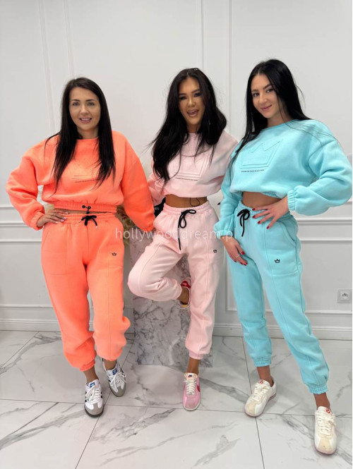 Błękitny komplet dresowy bluza + spodnie z naszywką korony Werisa 130 - photo #4