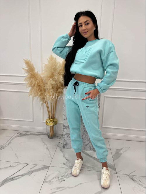 Błękitny komplet dresowy bluza + spodnie z naszywką korony Werisa 130 - photo #6