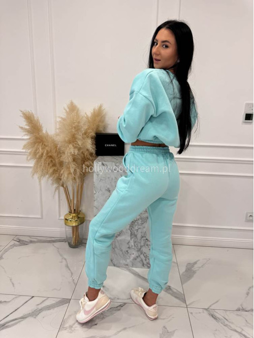 Błękitny komplet dresowy bluza + spodnie z naszywką korony Werisa 130 - photo #8