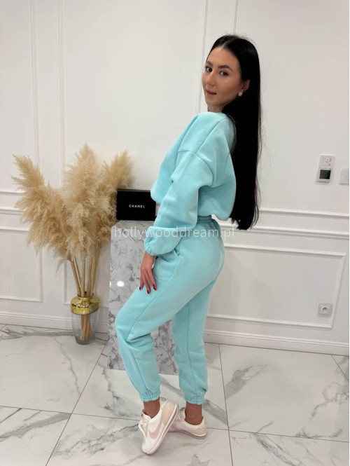 Błękitny komplet dresowy bluza + spodnie z naszywką korony Werisa 130 - photo #13