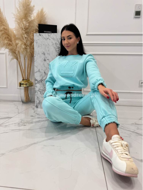 Błękitny komplet dresowy bluza + spodnie z naszywką korony Werisa 130 - photo #18