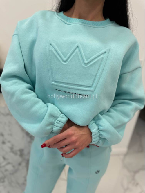 Błękitny komplet dresowy bluza + spodnie z naszywką korony Werisa 130 - photo #11