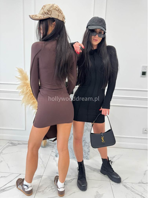 Czarna sukienka zdobiona przeszyciami Couturi 163 - photo #13