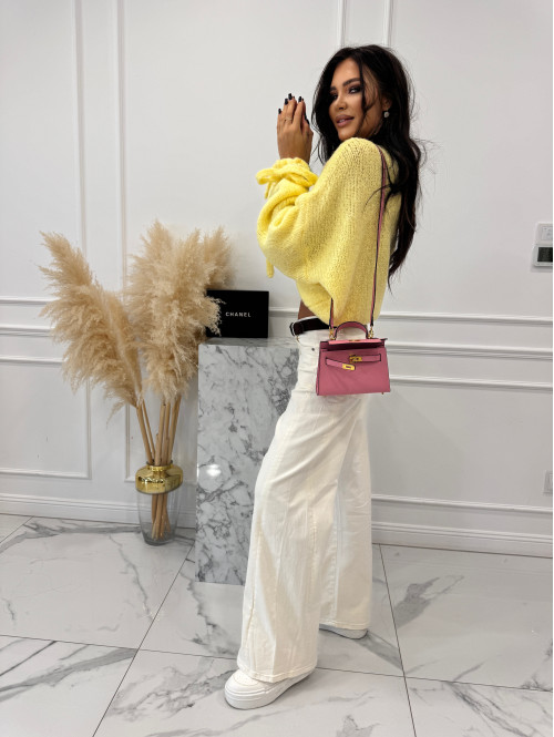 Żółty sweter z wiązaniem na rękawie Sophia 02 - photo #0