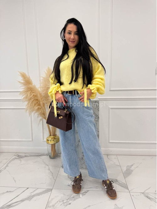 Żółty sweter z wiązaniem na rękawie Sophia 02 - photo #16