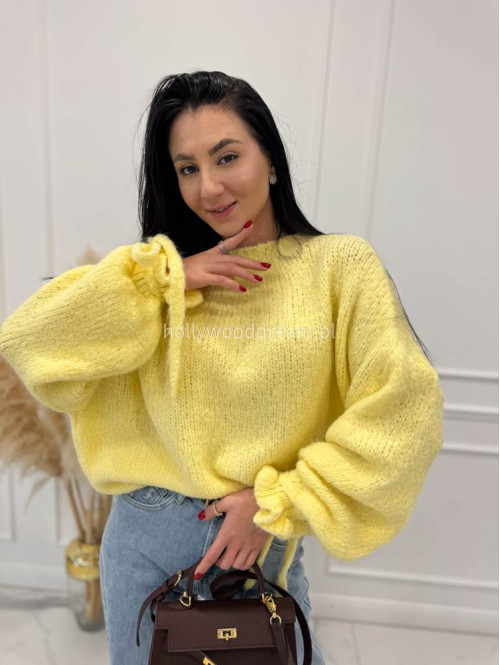 Żółty sweter z wiązaniem na rękawie Sophia 02 - photo #18