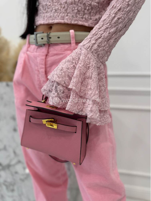 Różowe spodnie sztruksowe szerokie z ozdobnym guzikiem WILSON 02 - photo #10