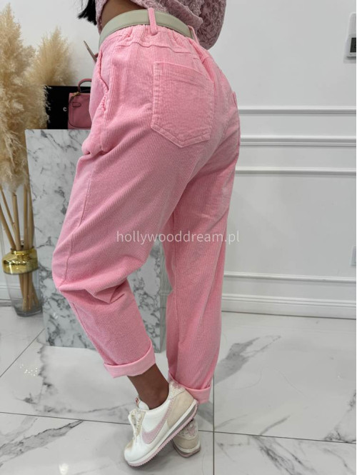 Różowe spodnie sztruksowe szerokie z ozdobnym guzikiem WILSON 02 - photo #11