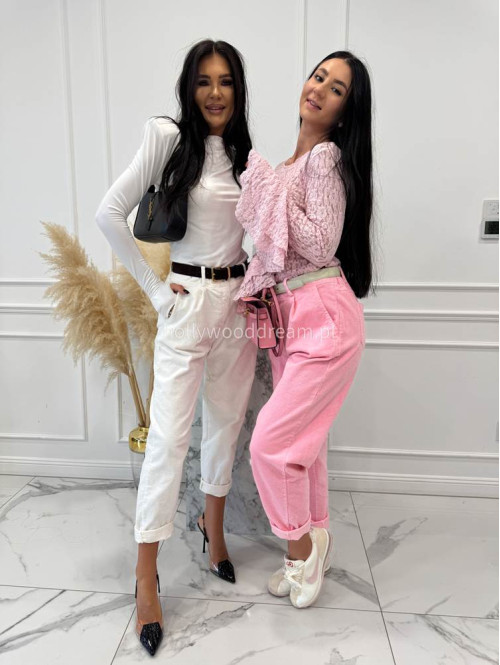 Różowa bluzka transparentna z wzorem i rękawem dzwonek SMITH 02 - photo #8