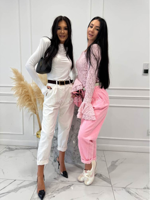 Różowa bluzka transparentna z wzorem i rękawem dzwonek SMITH 02 - photo #9