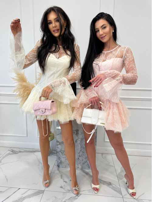 Pudrowy róż sukienka mini koronkowa TAYLOR 24 - photo #1