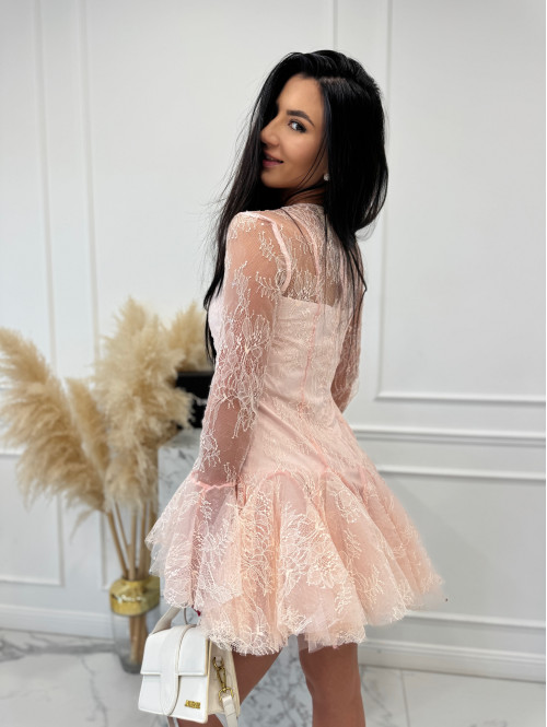 Pudrowy róż sukienka mini koronkowa TAYLOR 24 - photo #2