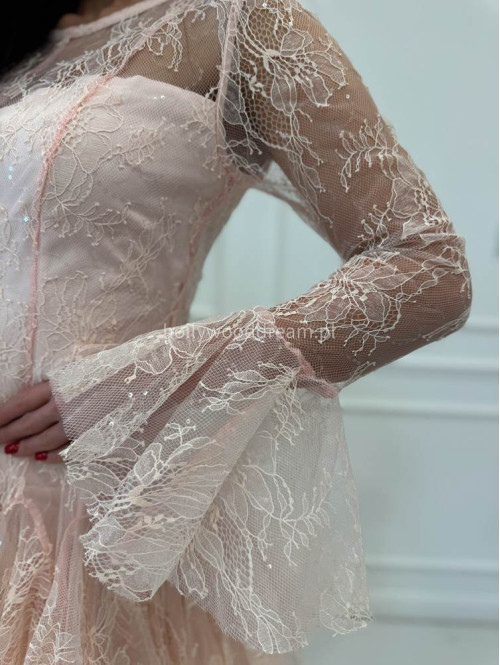 Pudrowy róż sukienka mini koronkowa TAYLOR 24 - photo #11