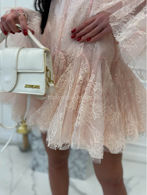Pudrowy róż sukienka mini koronkowa TAYLOR 24 - photo #12