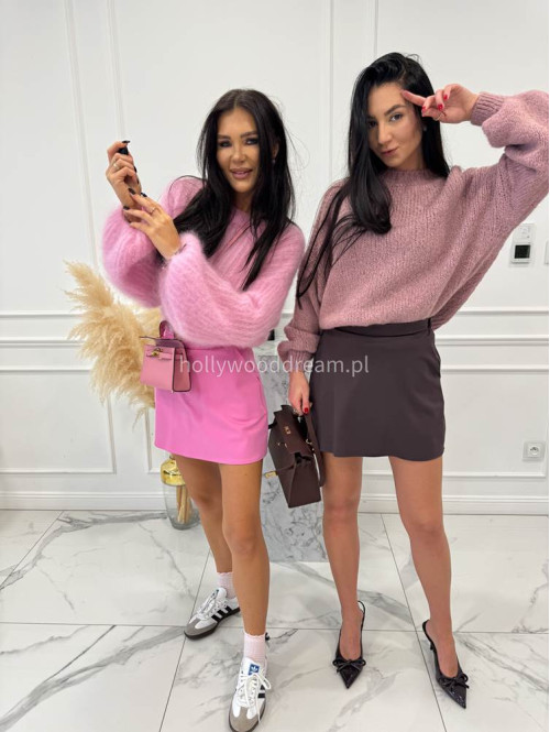 Różowy sweter moherowy z poszerzanymi rękawami WALENCJA 52 - photo #24