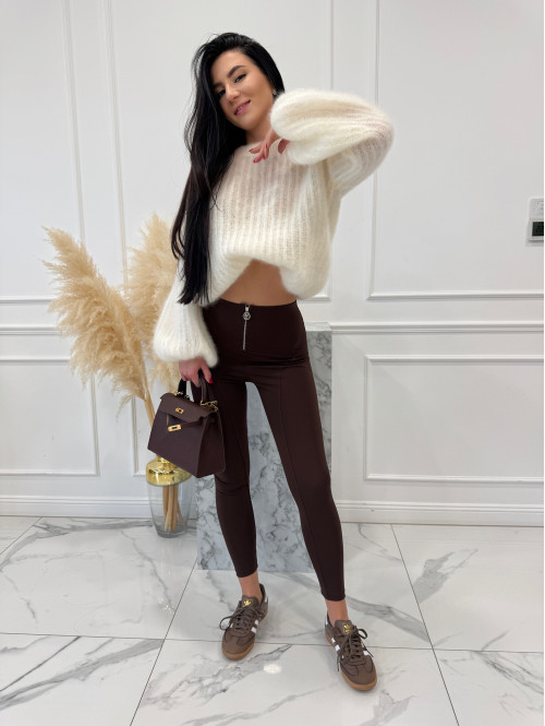 Kremowy sweter moherowy z poszerzanymi rękawami WALENCJA 52 - photo #2