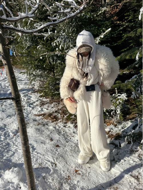 Biały kombinezon o warkoczowym splocie ASPEN 183 - photo #17