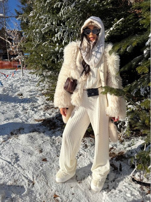 Biały kombinezon o warkoczowym splocie ASPEN 183 - photo #18