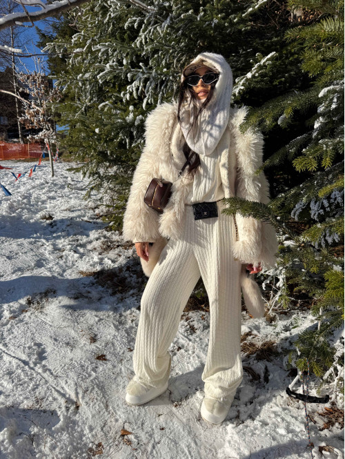 Biały kombinezon o warkoczowym splocie ASPEN 183 - photo #19