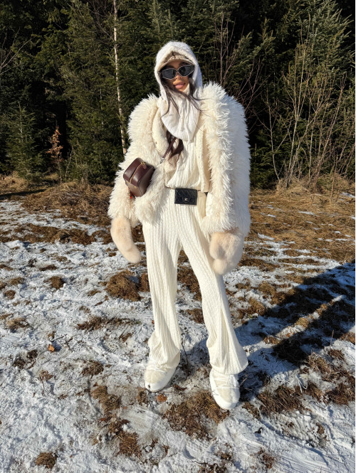 Biały kombinezon o warkoczowym splocie ASPEN 183 - photo #21