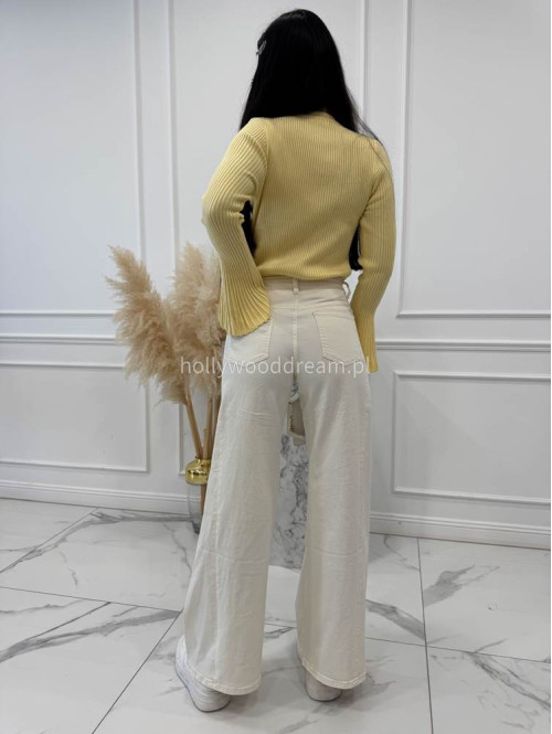 Żółta bluzka prążkowana z poszerzanymi rękawami Flavia 09 - photo #6