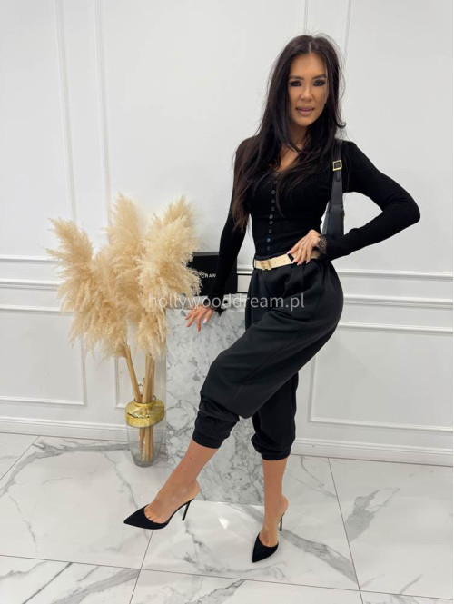 Czarne spodnie dresowe z paskiem Alia 24 - photo #3