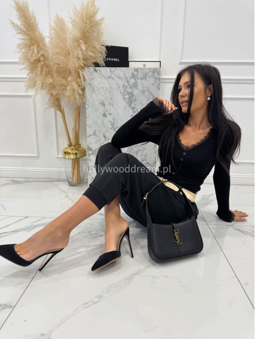 Czarne spodnie dresowe z paskiem Alia 24 - photo #5