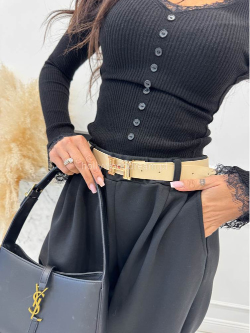 Czarne spodnie dresowe z paskiem Alia 24 - photo #9