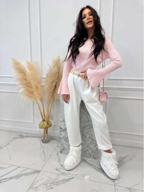 Białe spodnie dresowe z paskiem Alia 24 - photo #1