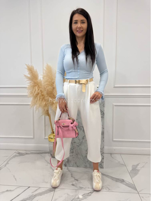 Białe spodnie dresowe z paskiem Alia 24 - photo #3