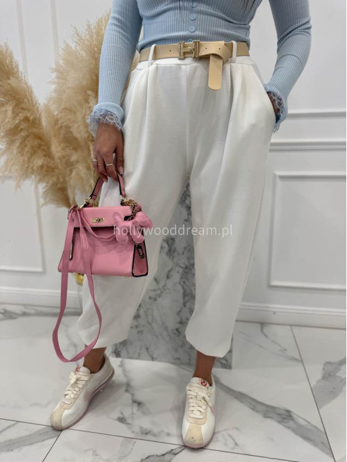 Białe spodnie dresowe z paskiem Alia 24 - photo #5