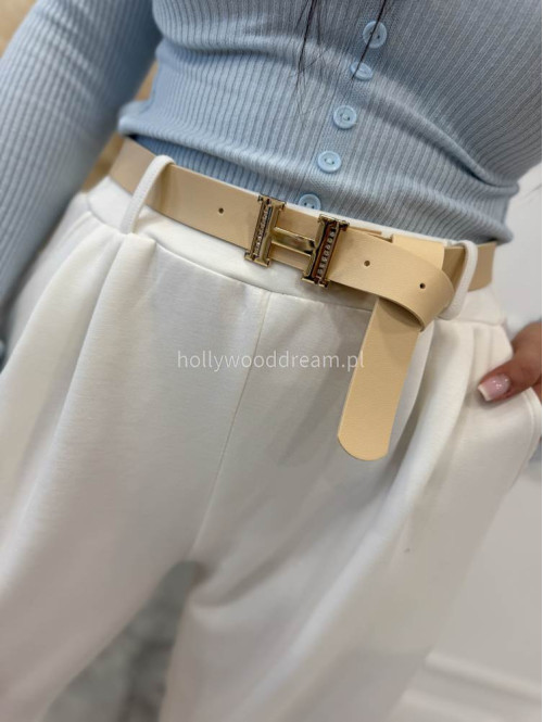 Białe spodnie dresowe z paskiem Alia 24 - photo #6