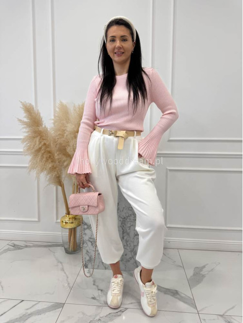 Białe spodnie dresowe z paskiem Alia 24 - photo #10