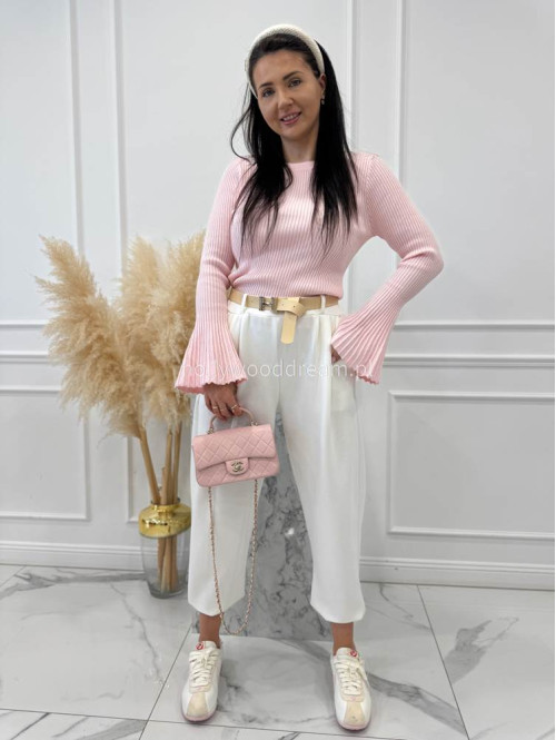 Białe spodnie dresowe z paskiem Alia 24 - photo #11