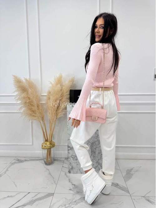 Białe spodnie dresowe z paskiem Alia 24 - photo #14