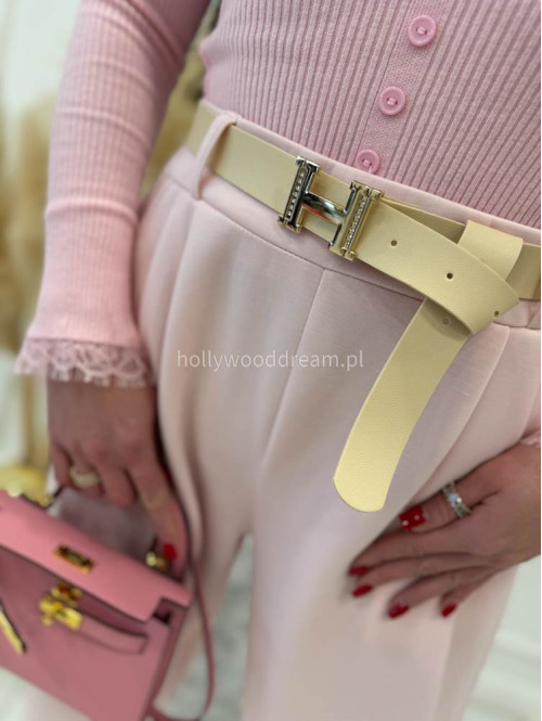 Pudrowo-różowe spodnie dresowe z paskiem Alia 24 - photo #12