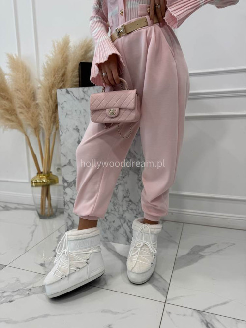Pudrowo-różowe spodnie dresowe z paskiem Alia 24 - photo #19