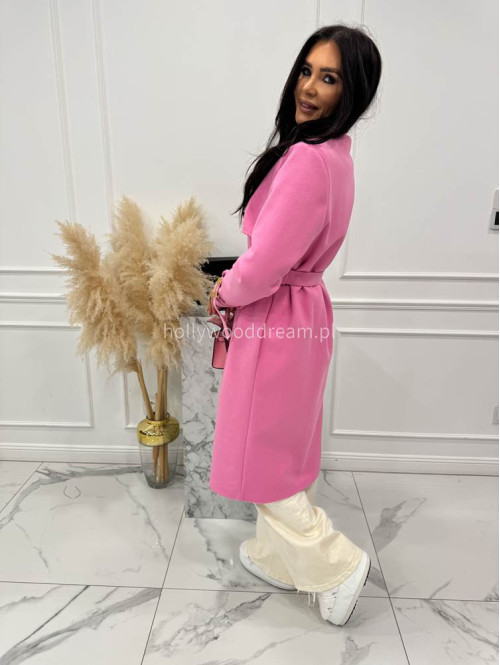 Różowy płaszcz z paskiem i złotymi zdobieniami FREYA 24 - photo #5