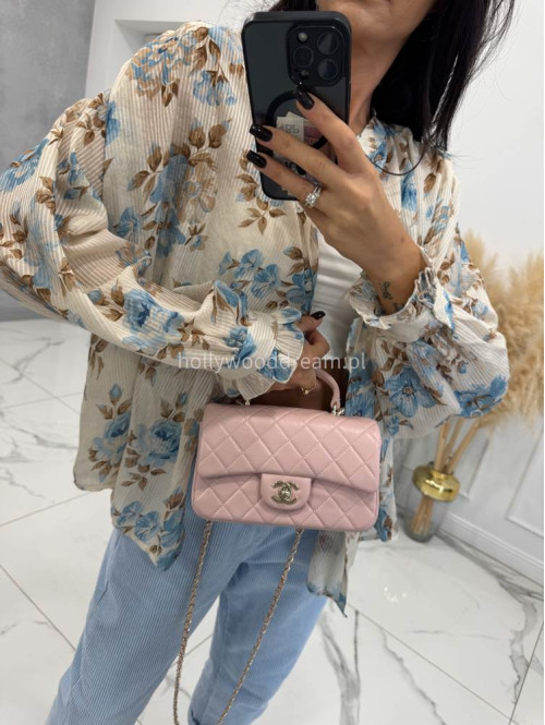 Beżowa koszula oversize w błękitne kwiaty Naomi 52 - photo #4