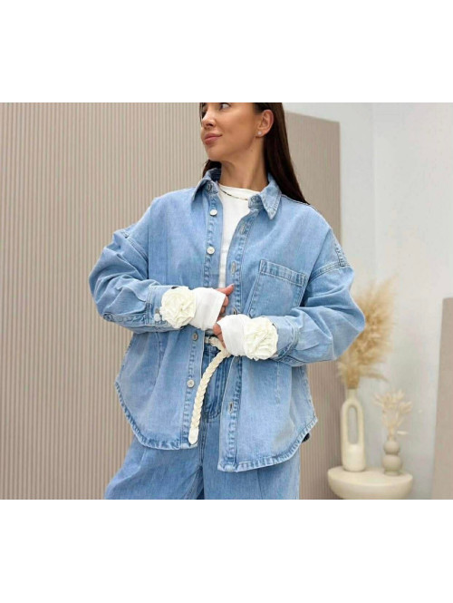 Jasno niebieska koszula jeansowa z kieszenią DENIM 52 - photo #15