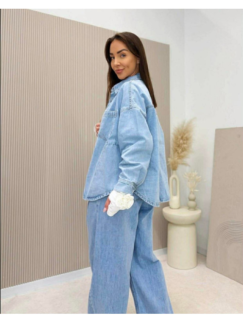 Jasno niebieska koszula jeansowa z kieszenią DENIM 52 - photo #16