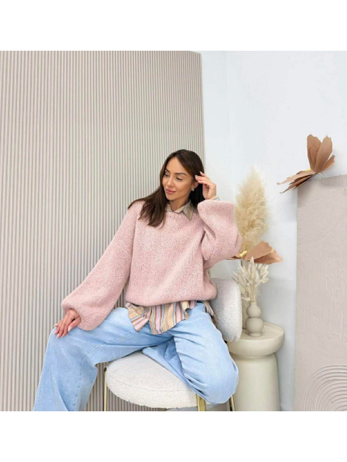 Jasny pudrowy róż sweter oversize KSAWERY 06,52,19 - photo #19