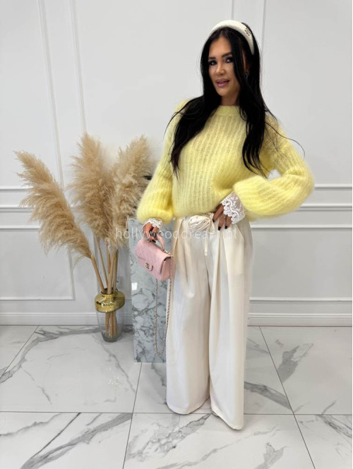 Żółty sweter moherowy z poszerzanymi rękawami WALENCJA 52 - photo #19